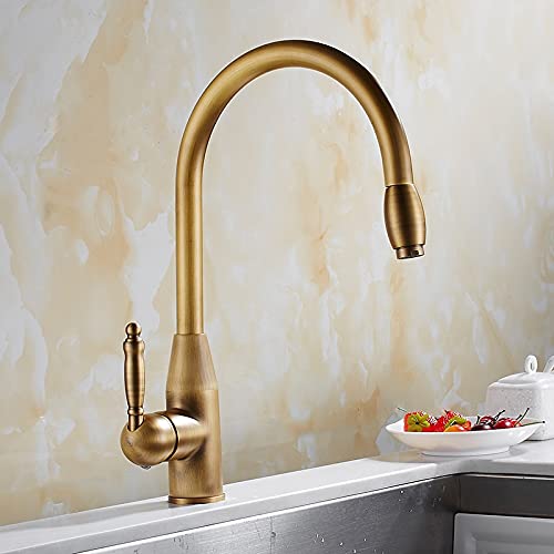 Mitigeur d'évier de cuisine en laiton bronze antique rétro chic - 4