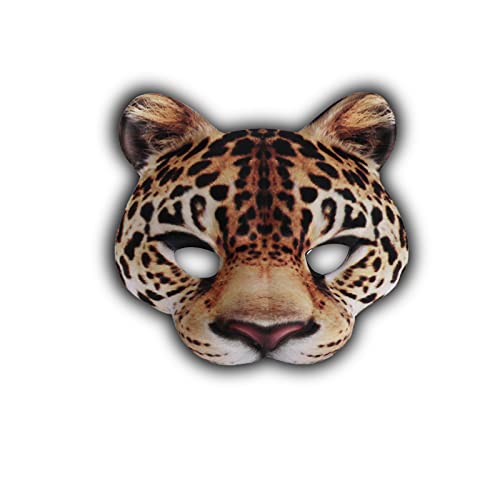 Halloween Face Mask - Animal, The Purge, Scream - Washable Leopard Cover for Party Masquerade, Cosplay, Yellow, 20.5*20.5*6
