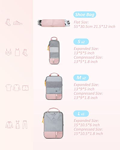 Compression Packing Cubes For Suitcases, Bagsmart 6 Set Travel Organizer Cubes For Travel Essentials, Expandable Luggage Suitcase Organizer Bags Set, Lightweight Packing Organizers As Travel Accessories For Women / Men #TOP4
