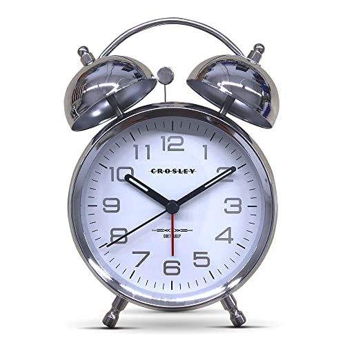 Timelink Crosley Twin Bell Alarm Clock With Classic Stereoscopic Dial, Backlight, Battery Operated Old Fashioned Loud Alarm Clock (Silver) #TOP5