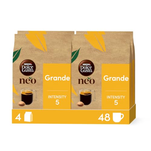NEO Grande NESCAFÉ® Dolce Gusto® - 48 dosettes de café compostables à base de papier (4 boîtes de 12 dosettes)