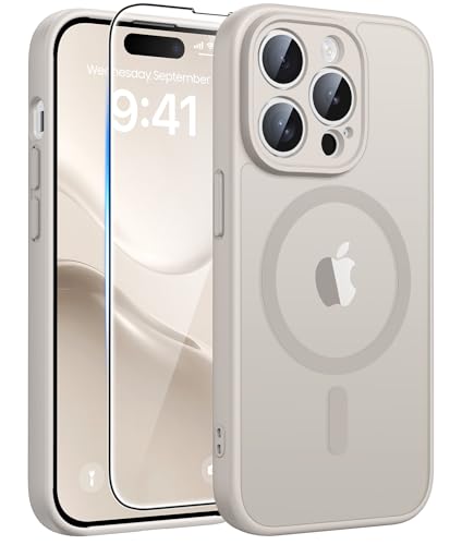 Image of FNTCASE for iPhone 14 Pro Case: [Compatible with Magsafe] Translucent Matte Cases with [Full Camera Protection] [Screen Protector] Military Grade Shockproof Protective Phone Cover - Off White