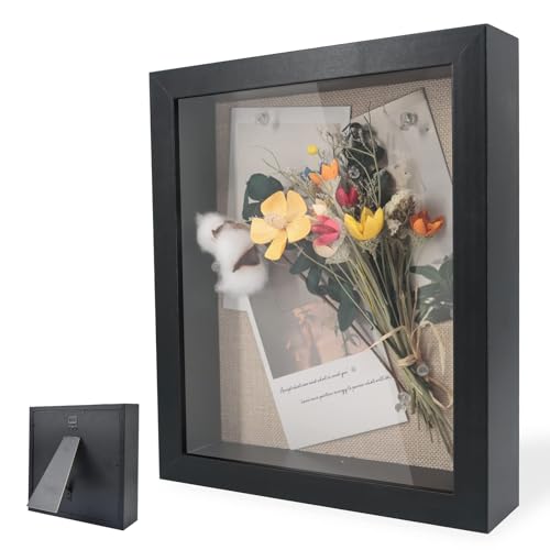 Bilderrahmen zum Befüllen, Tiefer Bilderrahmen zum Befüllen 30 x 30 cm, Tiefer Rahmen für Wand & Desktop, 3D Objektrahmen Tiefer 3cm, Geeignet für Dreidimensionale Wanddekoration, Schwarz