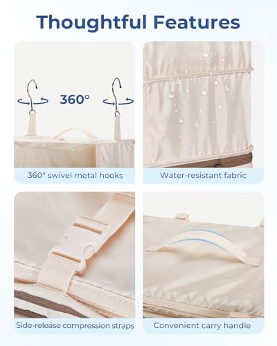 BAGSMART 4-Shelf Hanging Closet Organizer for Cruise Ship Essentials, Large Capacity Packing Cubes for Women Travel, Foldable Closet Organizer for Bathroom/Closet Storage4