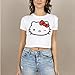 Hello Kitty Face Outline Crew Neck Short Sleeve Women's White Super Crop Baby Tee-XS