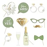 AOBKIAT Olive Green Wedding Photo Props Kit, 11 PCS Engagement Photo Props Accessories with Wooden...