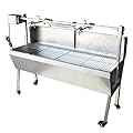 PreAsion 46 Inch BBQ Rotisserie Grill Roaster Stainless Steel Barbecue Charcoal Grill with Back Cover Automatic Rotary Pig Lamb Spit Kit 15W 110V