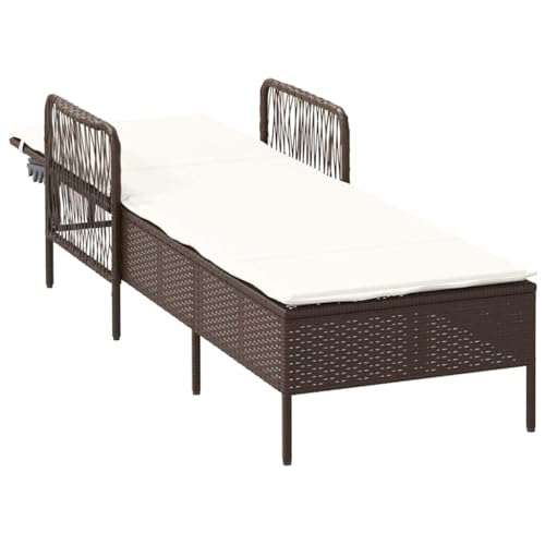 Chaise longue avec coussin en polyrotin marron pour le jardin