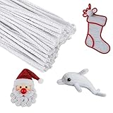 200 Stück Pfeifenreiniger, Weiß Pfeifenputzer zum Basteln, Flexible Chenilledraht Basteldraht für Heimwerker, Kreative DIY Blumenstrauß Tier Kunsthandwerk Dekorationen