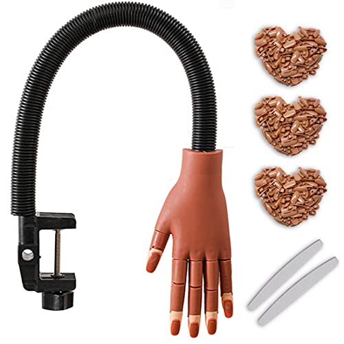 YC Nail Practice Hand for Acrylic Nails - False Fake Acrylic Tips Upgrade Your Manicure Design Skill - Convenient to Replace Finger Tips - Professional Nail Art Adjustable Angle Training Tool