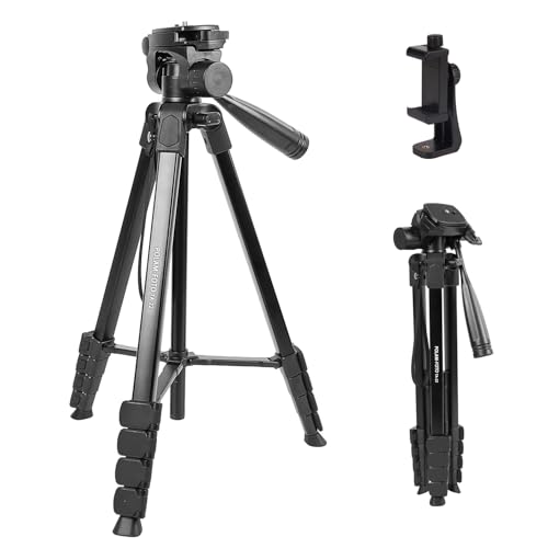 POLAM-FOTO Treppiede leggero da 172 cm, in alluminio, con testa panoramica a 3 vie e supporto per...