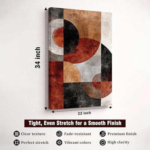 Image of Modern Abstract Stretched Canvas Painting For Living Room | Multicolor Boho Stretched Canvas Wall Art For Livingroom Home Decor, Bedroom, Hallway's, Office, Hotel - 56x86 cm