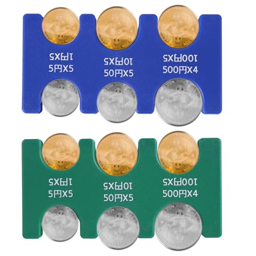 Photo de BOXOB 2pcs Porte Monnaie Japonais Yen, Plastique Rectangulaire Distributeur Organisateur Monnaie Yen avec 6 Emplacements pour Voiture Voyage (Bleu, Vert)