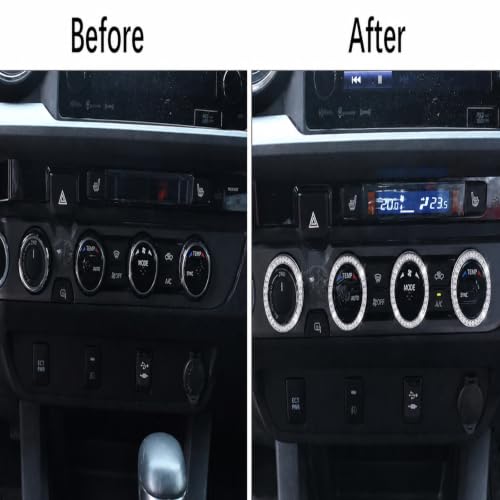 Image of Aluminum Alloy AC Knob Covers Kit for Toyota Tacoma 2016-2023 (4pcs Bling) - HVAC Control Button Covers, Metal Air Conditioner Dial Covers, Durable Interior Upgrade Accessories