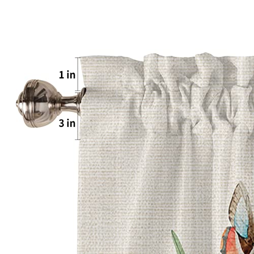 Cycoshower Valance Curtains For Small Kitchen Windows Rod Pocket Window Valances Summer Flower Vintage Butterfly Topper Curtain Valances For Living Room Bedroom 1 Panel 54Wx18L #TOP4
