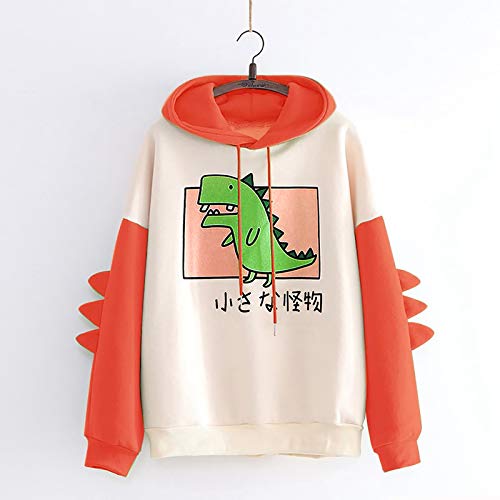 Cute Hodded Sweatshirt for Teen Girl Y2K Trendy Dinosaur Sweatshirt Casual Long Sleeve Drawstring Pullover Sweatshirt2