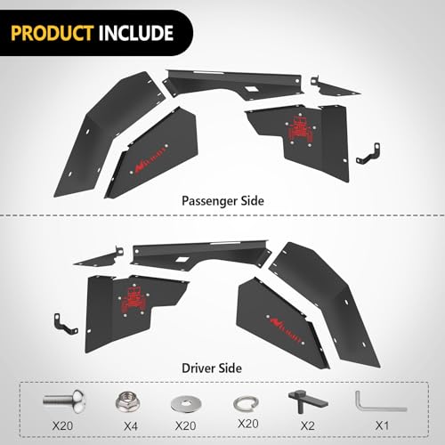 Image of Nilight TJ Front Inner Fender Liners Fit for 1997 1998 1999 2000 2001 2002 2003 2004 2005 2006 Jeep Wrangler TJ & LJ 2PCS Offroad Powder Coated Steel Splash Mud Guard Wheel Well Liner Covers