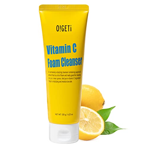 O!GETi Vitamin C Foam Cleanser | Foaming Facial Cleanser, Perfect Pore Cleansing Foam, Face Wash for Dry & Sensitive Skin, Sebum Reducing, Moisture Control & Minimizing Pores, Korean Skin Care, Gift for Women, Paraben-free, 4.23 Oz (120g)