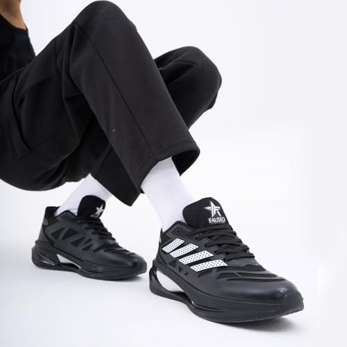 Image of FAUSTO Men's Breathable Sport Shoes|Memory Cushion and Anti-Skid Bounce Back Phylon Sole|Athleisure Running Shoes|Lace Up Walking Shoes|Gym Shoes