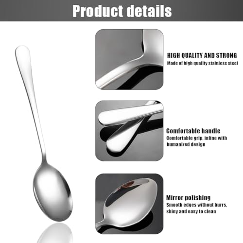 4 Packs Serving Spoons, Large Stainless Steel Serving Spoons for Buffet and Parties, Tablespoons Sering Utensils Set for Banquet Flatware Kitchen Parties, Soup Spoon Gift for Chrismas - Image 4
