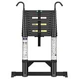 Échelle télescopique en Aluminium de 5,05 m avec Crochet Échelle Pliante avec stabilisateur Antidérapante