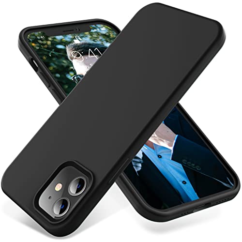OTOFLY Soft Silicone Designed for iPhone 12/12 Pro Case [Military Grade Drop Protection] [Anti-Scratch Microfiber Lining] Shockproof Protective Phone Case Slim Thin Cover 6.1 inch (Black)