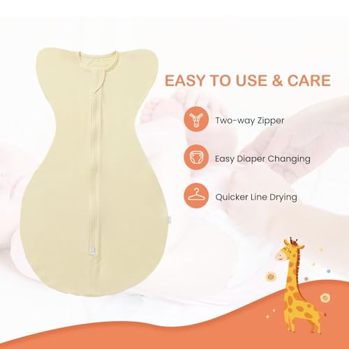 Image of Baby Transition Swaddle Arms Up With 2-Way Zipper Sleep Sack 0.5 TOG Beige Medium 3-6 Months