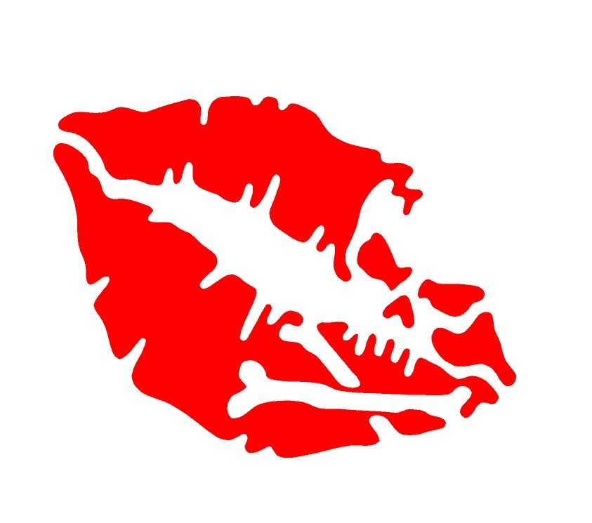 AarnaDecals 39 Lip and Skeleton Skull Ghost Red Sticker 18x14cm for Car and Bike Sticker