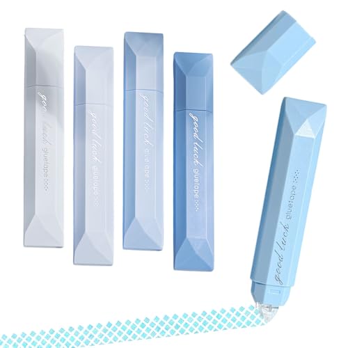 NOGCAW Double Sided Tape Pens, Double Sided Tape Roller, D𝐨uble Si𝐝ed Glue Pen, Office Adhesive Tape for Scrapbooking, Gift Wrapping, Photo Mounting, School Office Crafts (Blue)