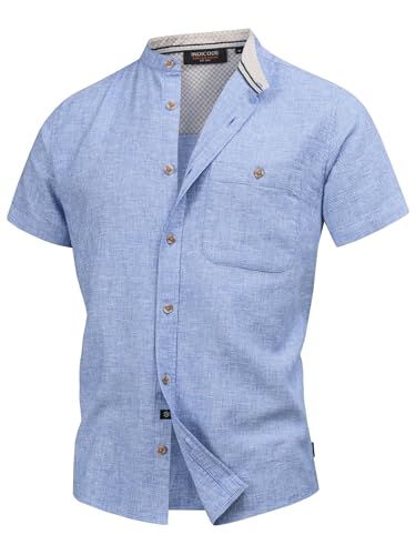 Indicode Herren INHelmer Kurzarm-Hemd mit Stehkragen | Herrenhemd Männerhemd Palace Blue, XXL