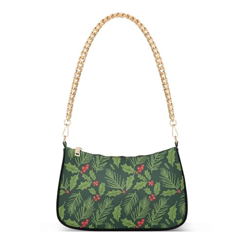 Sac à bandoulière de Noël vert foncé en chaîne pour femme élégante