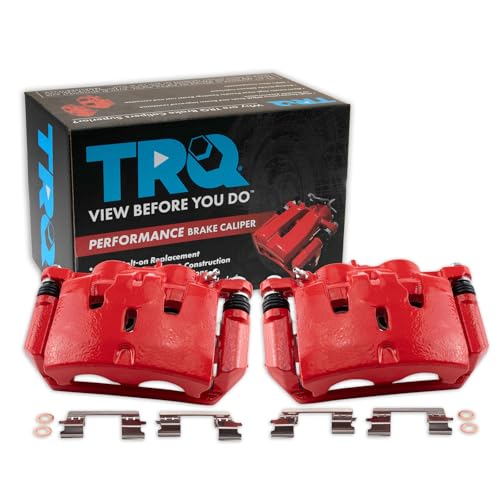 Image of TRQ Performance Front Driver and Passenger Side Brake Caliper Set Caliper Brackets Compatible with 2009-2015 Honda Pilot