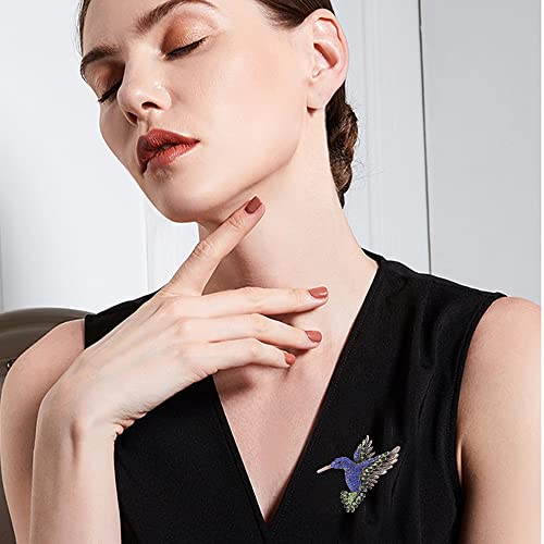 Image of Animal Hummingbird Brooch Pins for Women Fashion Bird Pins Elegant Rhinestone Crystal Animal Brooches Pin