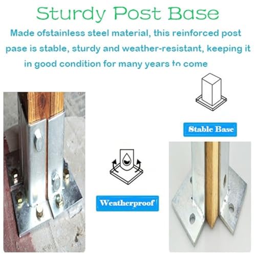 Anclajes de base de poste ajustables de acero resistente para pérgolas de madera Pack de 14 4