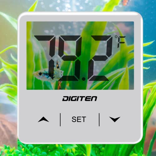 Digitales Aquarium-Thermometer, Fischtank-Thermometer mit großem LCD-Display, aufklebbarer Tank-Temperatur-Sensor sorgt für genaues Ablesen, keine Kabel, C/F-Schalter Aquarium-Thermometer Cover