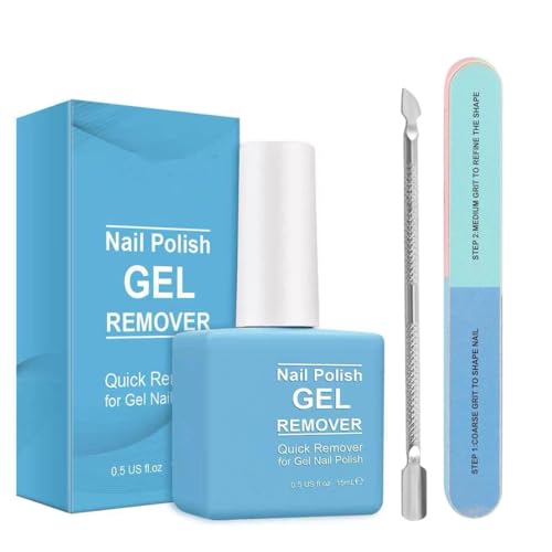 ZORVYN Removedor de Esmalte Semipermanente en Gel Kit Rápido para Manicura en Casa con Lima de Uñas y Empujador de Cutículas para una Eliminación Fácil