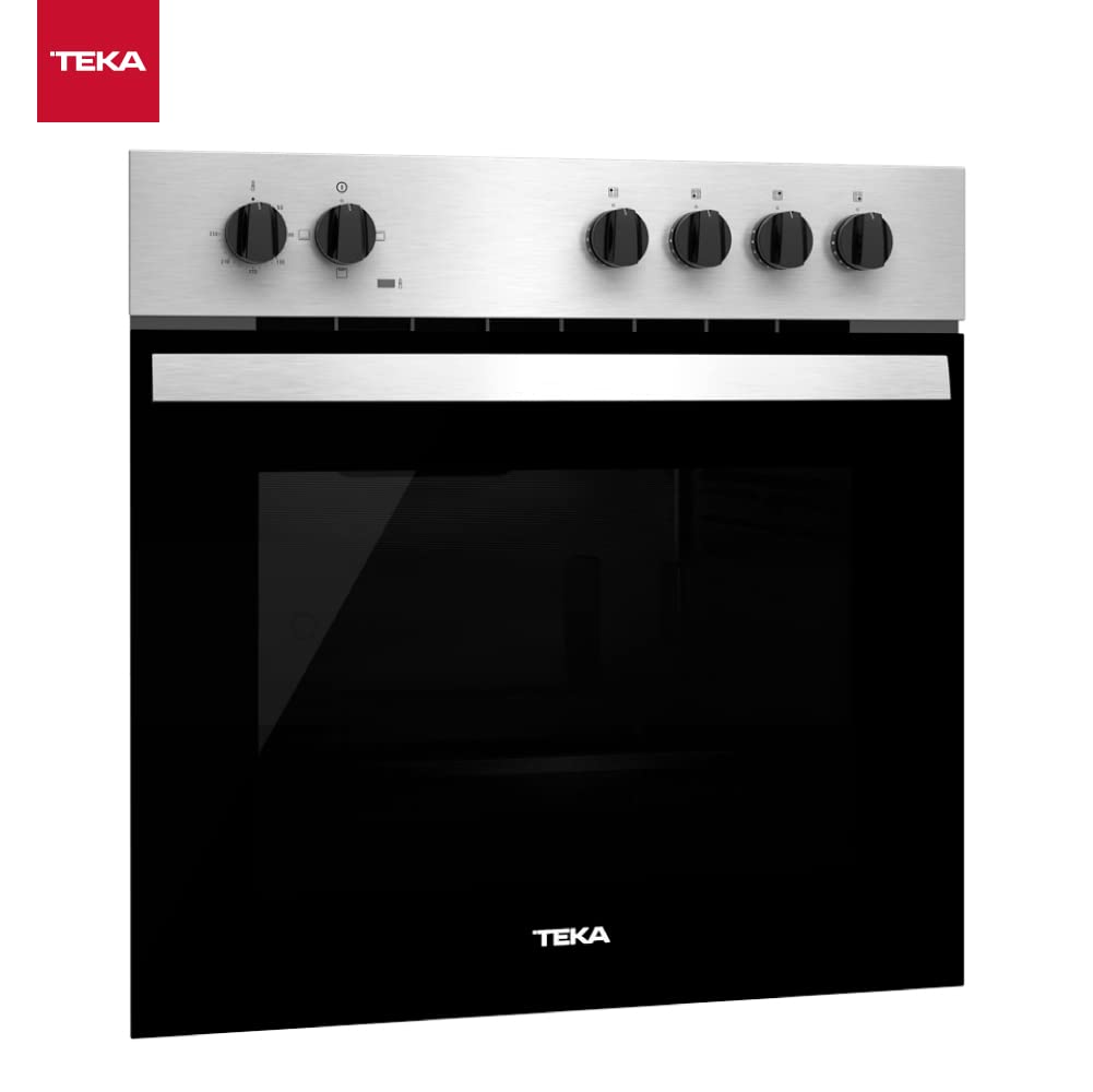 Teka HBE 435 ME - Horno Polivalente Convencional de 60 cm, 3 Funciones de Cocinado, Puerta 2 Cristales, Bandeja Profunda Esmaltada, Color Acero Inoxidable