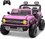 Ford Bronco Raptor 24V Maxi Fuoristrada 2 Posti Auto Macchina Elettrica per Bambini Telecomando Luci a Led Bluetooth Ammortizzatori Carico Massimo 60 Kg (Rosa)