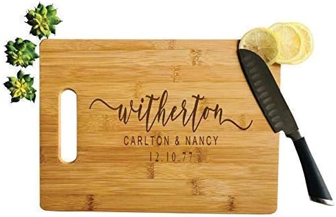 Miniatura 7 de Tabla de cortar de bambú personalizada, decoración de cocina rústica hecha a mano, alternativa de bloque de carnicero grande y duradera con grabado,