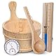 Sauna Eimer Set (4 Liter), Sauna Eimer mit Kelle, Saunakã Bel aus Holz mit Kelle Sanduhr, Thermo, Hygrometer, Hitzebeständiger Saunakã bel 4L Inkl Einsatz
