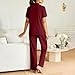 Pajamas for Women Set 2026 Spring 2 Piece Button down Pjs Sets Summer Soft Short Sleeve Fashion Sleep Lounge Sets Wine