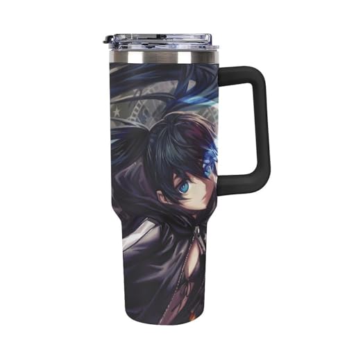 タンブラー 黒衣マト ブラックロックシューター 水筒 40OZ 真空断熱 保温保冷 ステンレスマグボトル 結露しない ストロー付き/直飲み可能 洗いやすい ハンドル付き 車内用 アウトドア キャンプ 大容量