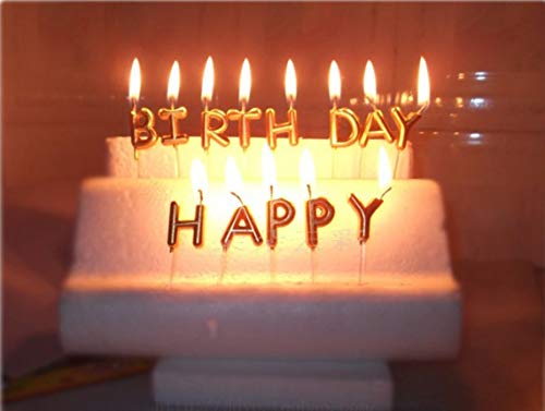 Image of HK balloons Happy Birthday Glitter Candle / 1st Birthday Candle /Happy Birthday Candle for Birthday Theme /Happy Birthday Candles for Cak (Gold)