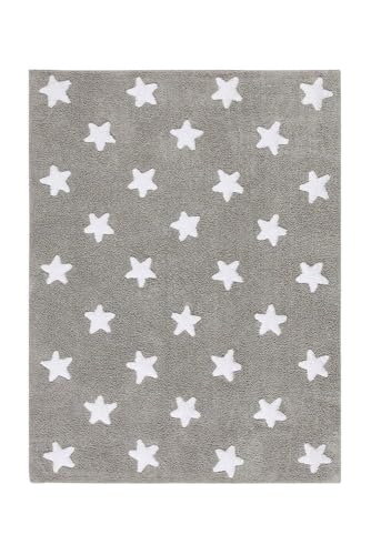 Alfombra de suelo para niño, 120 x 160 cm, gris, estrellas blancas