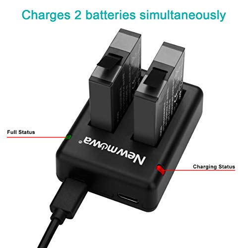 Newmowa Replacement Battery(2 Pack) and Dual USB Charger for Insta 360 ONE X