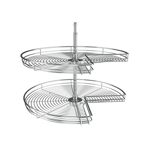 Rev-A-Shelf 5472-32 32 Inch Steel Wire Rotating Adjustable Height 2 Kidney Shelf Corner Base Kitchen Cabinet Lazy Susan Pantry Organizer, Chrome Rev-A-Shelf 5472-32 32 Inch Steel Wire Rotating Adjustable Height 2 Kidney Shelf Corner Base Kitchen Cabinet Lazy Susan Pantry Organizer, Chrome
