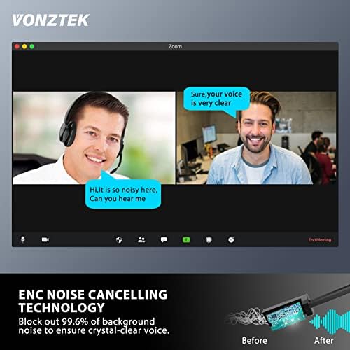 Bluetooth Headset, Wireless Headphones with Microphone Noise Canceling, Wireless Headset with Charging Dock & USB Dongle, V5.2 Dual Connect Handsfree for Remote Work/Call Center/Laptop/Skype