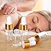 Teaaha 10 Pack Mini Dropper Bottles for Travel, 3ml Small Sample Essential Cuticle Oil Bottle with Gold Cap, Clear Empty Vails for Cosmetic Perfume