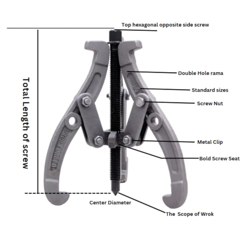 Image of Three Jaw /Legs Carbon Steel Mechanical Bearing Puller Phosphate 8-inch Tool kit for Bearing Removal, Heavy Duty, Professional use Precision Tool for Workshop