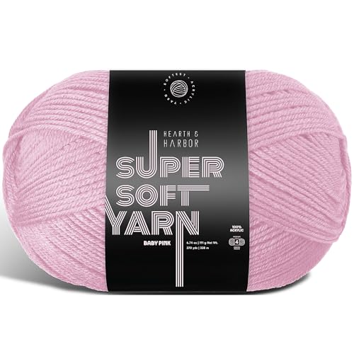 Image of Acrylic Yarn for Crocheting & Knitting - Soft Crochet Yarn for Crocheting, 370 Yards, Perfect for Crafts & Amigurumi, Medium Worsted Weight 4, Baby Pink